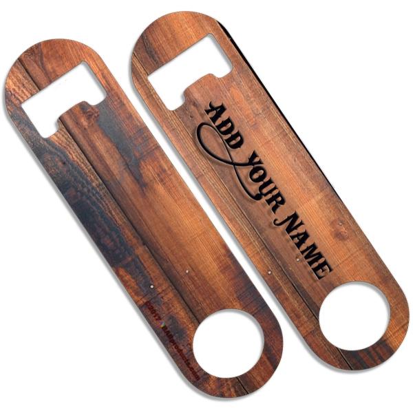 CUSTOMIZABLE Skinny Mini Bottle Opener - Burnt Wood