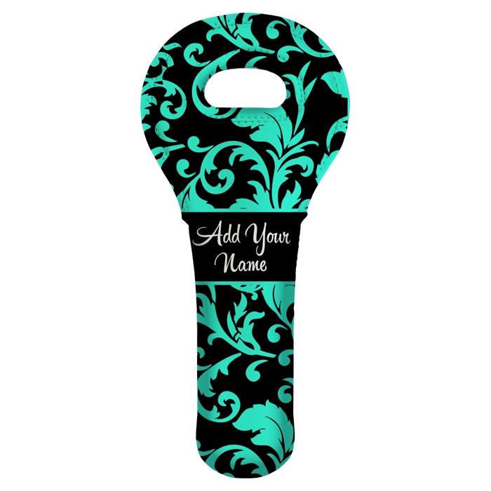 ADD YOUR NAME Wine Totes - Floral Pattern - Several Design Options