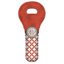 CUSTOMIZABLE Wine Tote - Monogram Design - Red Sunburst // Lattice Pattern