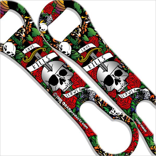 Kolorcoat V-Rod Bottle Opener - Cool Skulls and Flowers