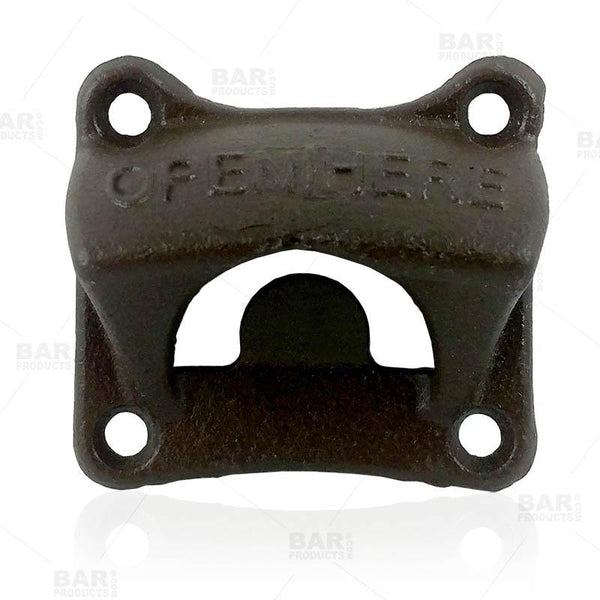 BarConic® Wall Mounted Bottle Opener - Square Open Here - Cast Iron