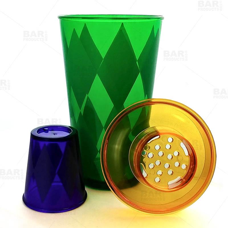 Cocktail Shaker 16 oz. - Plastic 3 Piece - Mardi Gras