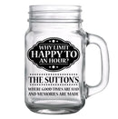 CUSTOMIZABLE - 16oz Mason Jar with Handle - Happy Hour