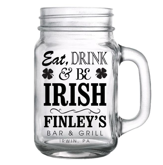 CUSTOMIZABLE - 16oz Mason Jar with Handle - Irish