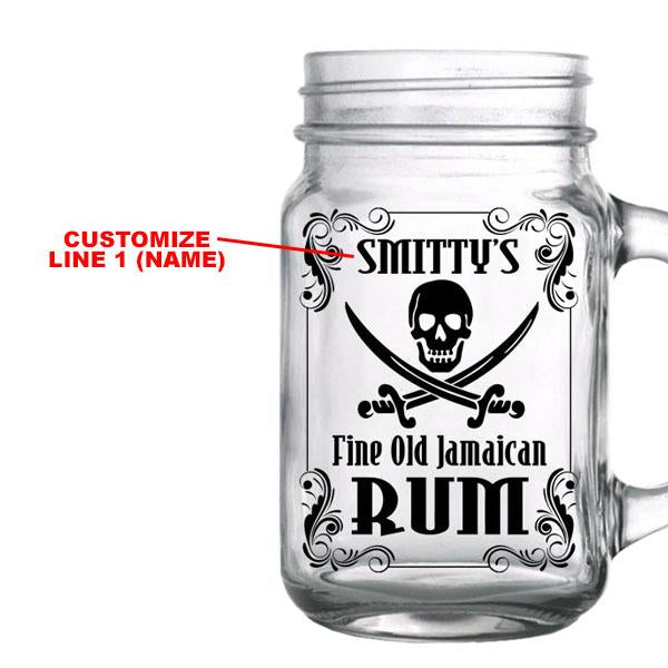 CUSTOMIZABLE - 16oz Mason Jar with Handle - Rum