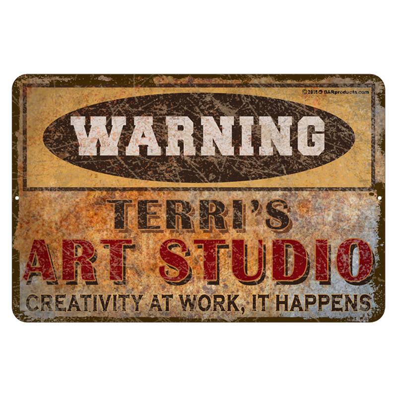 Vintage Metal Bar Sign - 12" x 18" - Warning - CUSTOMIZABLE