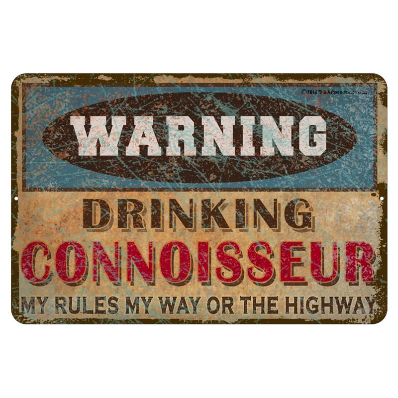 Vintage Metal Bar Sign - 12" x 18" - Warning - CUSTOMIZABLE