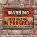 Vintage Metal Bar Sign - 12" x 18" - Warning - CUSTOMIZABLE