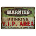 Vintage Metal Bar Sign - 12" x 18" - Warning - CUSTOMIZABLE