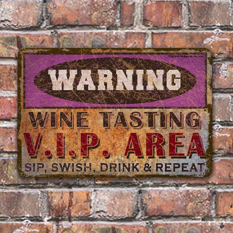 Vintage Metal Bar Sign - 12" x 18" - Warning - CUSTOMIZABLE