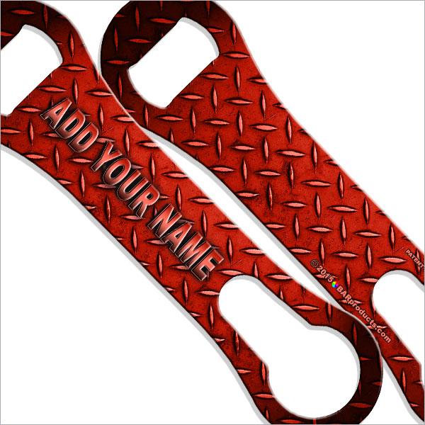 "ADD YOUR NAME"  V-ROD® Bottle Opener – Metal Plate – Red