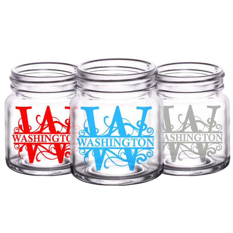 CUSTOMIZABLE - 2oz Clear Mini Mason Jar Shot Glass - Monogram