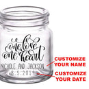 CUSTOMIZABLE - 2oz Clear Mini Mason Jar Shot Glass - One Heart