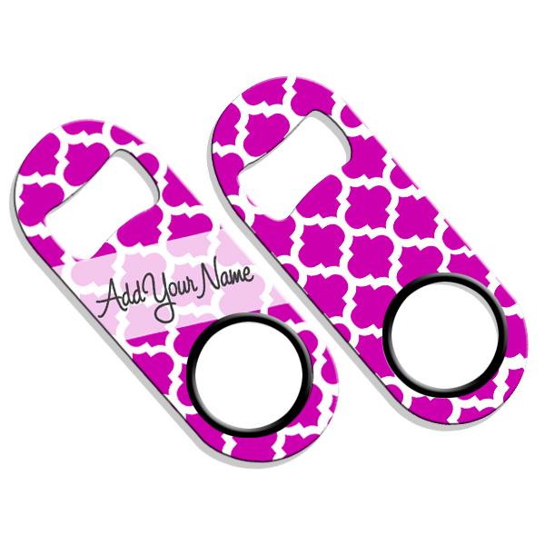 ADD YOUR NAME Mini Bottle Opener – Moroccan Patterns- Pink