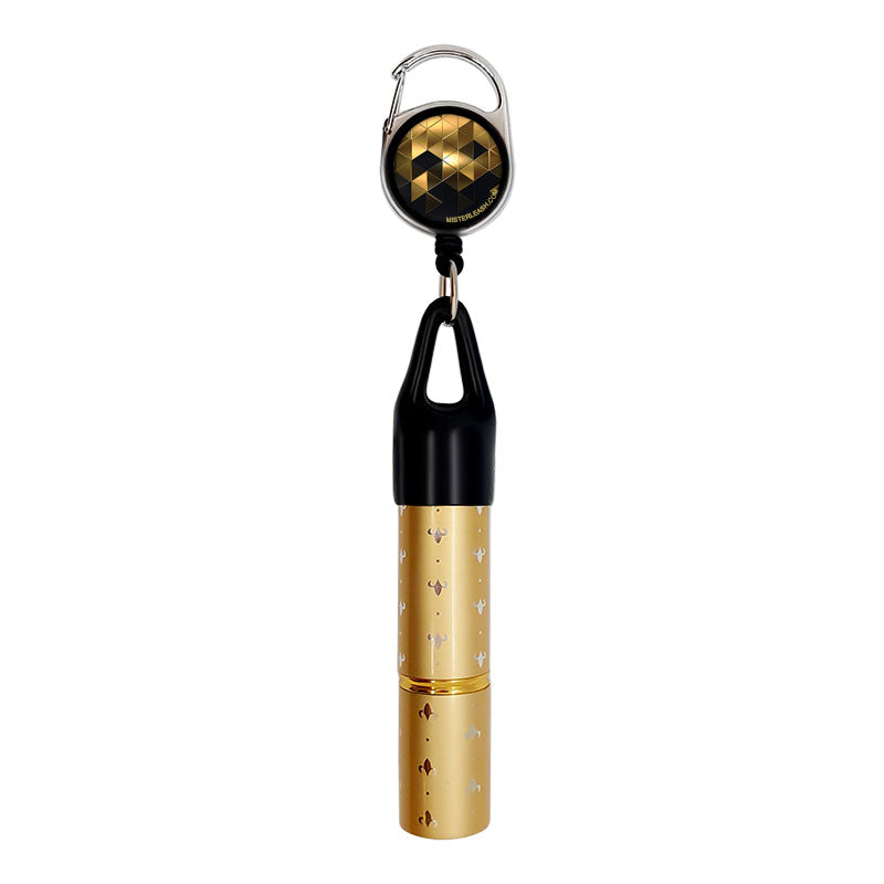 Mister Leash™ - Retractable Clip-on Atomizer for Hand Sanitizers - Golden Prism Design - Refillable