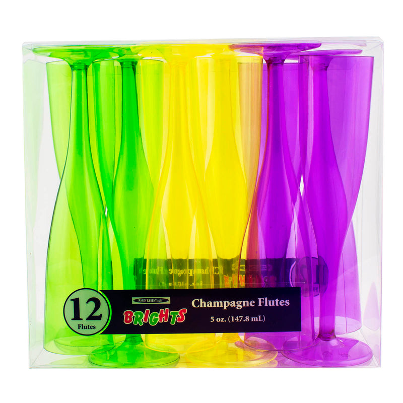 12 count - 1 Piece Neon Pack of Champagne Glasses - 5oz