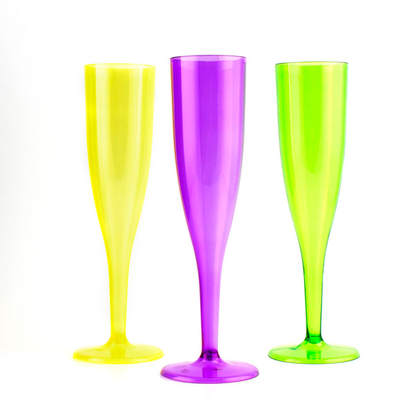 12 count - 1 Piece Neon Pack of Champagne Glasses - 5oz