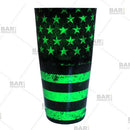 Neon green cocktail shaker - grungy united states flag