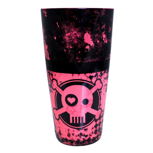 Cocktail Shaker Tin - Printed Designer Series - 28oz weighted - NEON Pink Checkered Skull