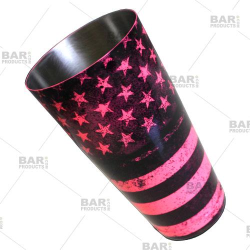 Neon pink cocktail shaker - grungy united states flag