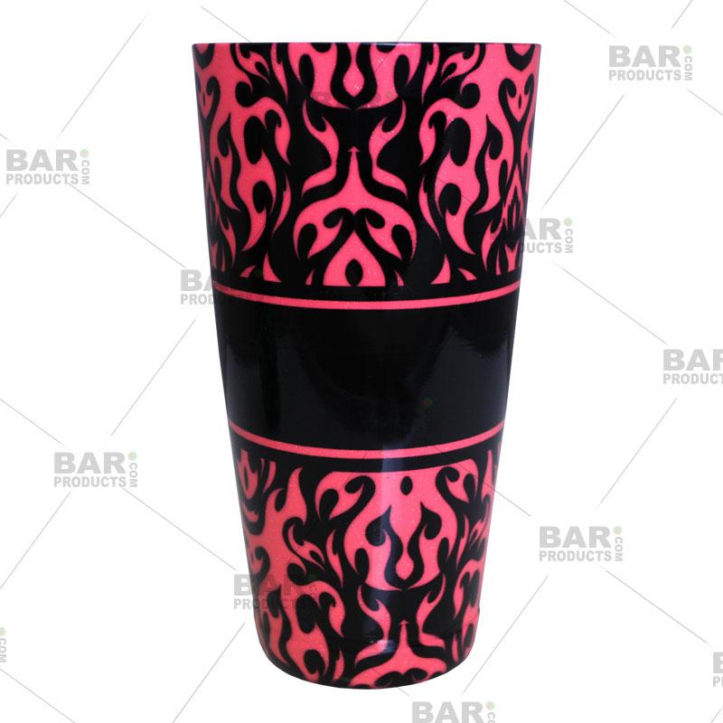 Neon Pink Swirls Cocktail Shaker Tin