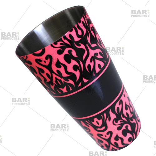 Neon Pink Swirls Cocktail Shaker Tin