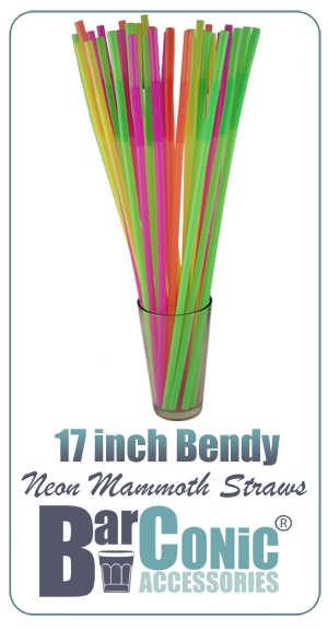 Mammoth Bendy Straws - Assorted Neon (200 Pack)