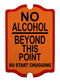 No Alcohol Beyond This Point Wood Bar Sign Tavern-Shaped