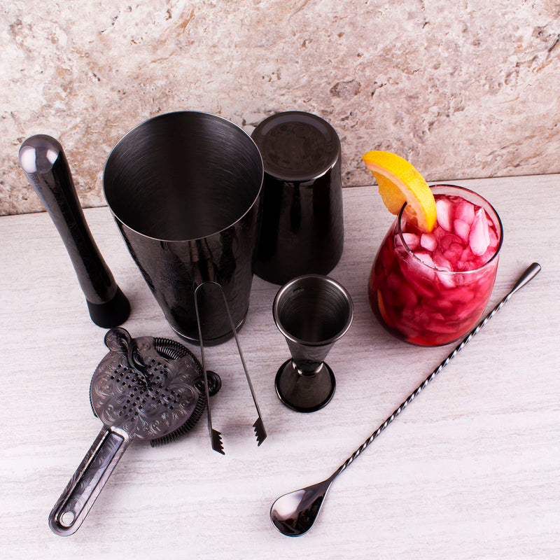 Gun Metal - Olea Etched 7 piece Bar Set