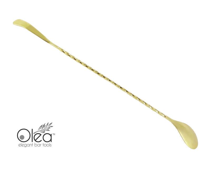 Olea™ Gold Plated Bar Spoon - Bent Tip - 30cm Length