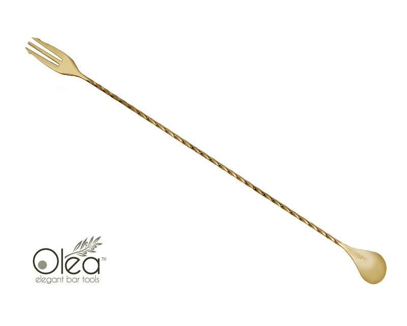 Olea™ Gold Plated Bar Spoon - Trident Fork Tip - 40cm Length