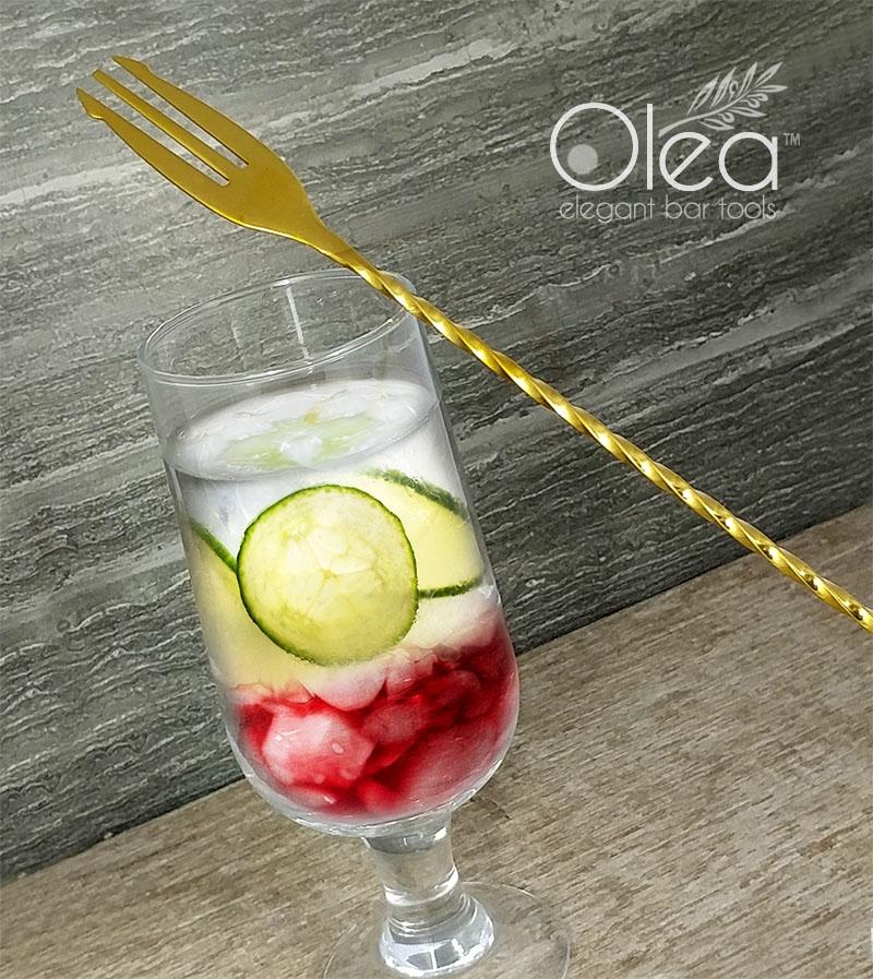 Olea™ Gold Plated Bar Spoon - Trident Fork Tip - 50cm Length