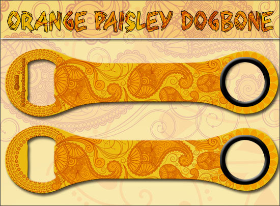 Dog Bone Bottle Opener - Orange Paisley