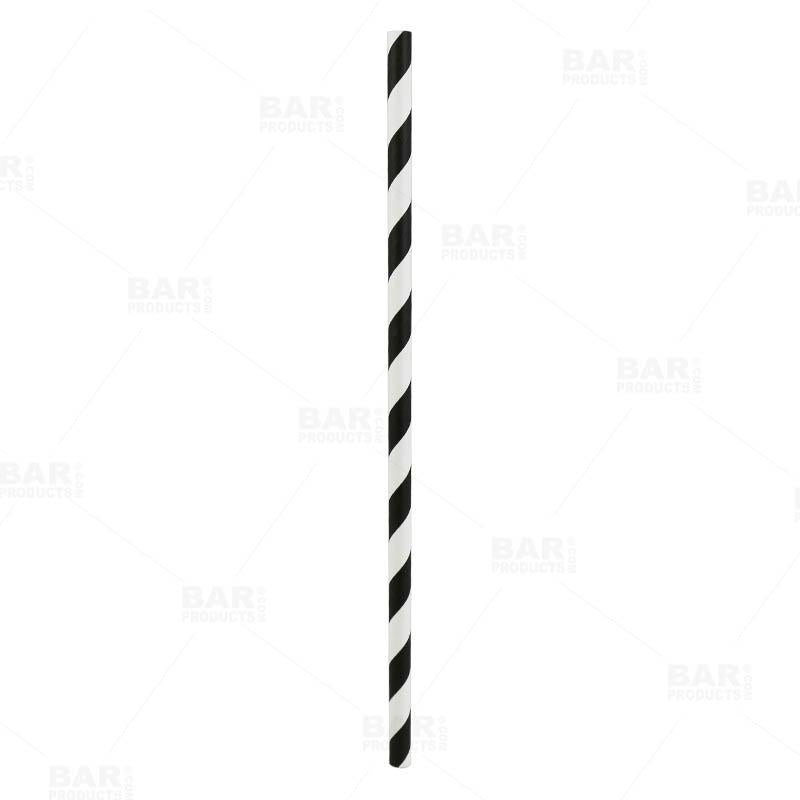 BarConic® "Eco-Friendly" Paper Straws - 7 3/4" Black & White Stripe - Packs of 100