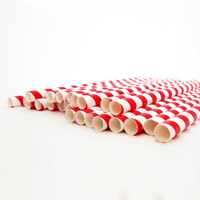 BarConic® "Eco-Friendly" Jumbo Paper Straws - 7 3/4" Red Stripe - 100 pack