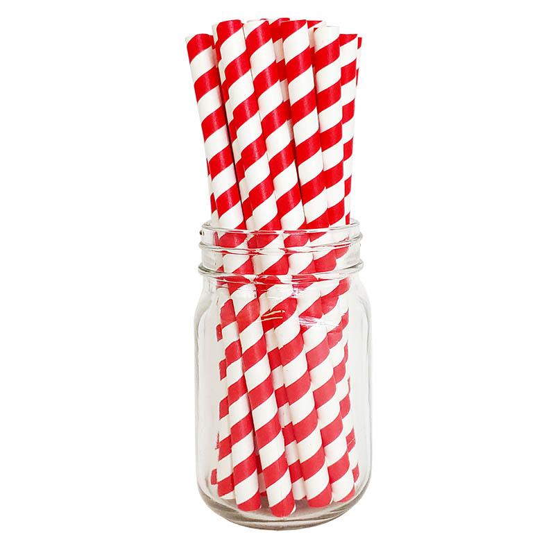 BarConic® "Eco-Friendly" Jumbo Paper Straws - 7 3/4" Red Stripe - 100 pack