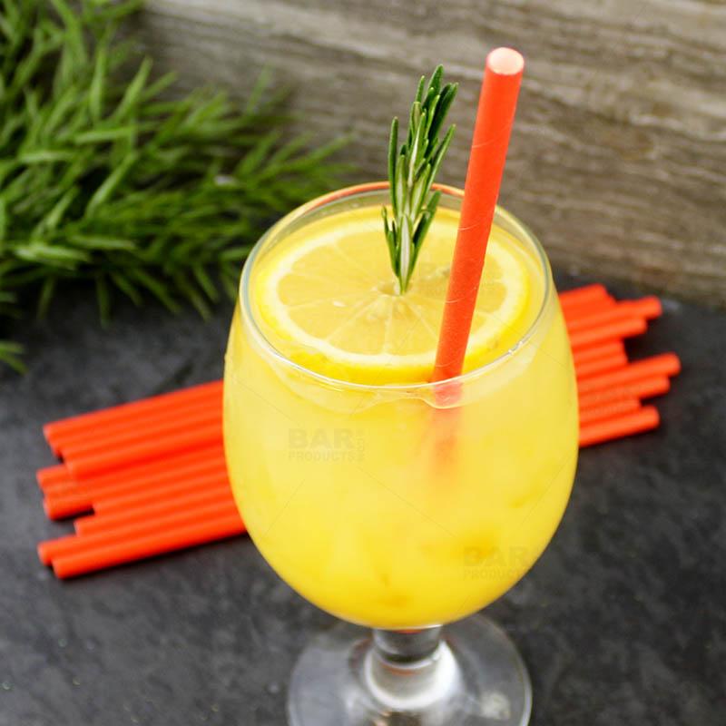 BarConic® "Eco-Friendly" Paper Straws - 7 3/4" Orange - Packs of 100