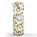 BarConic® "Eco-Friendly" Paper Straws - 7 3/4" Pineapple Design - Packs of 100