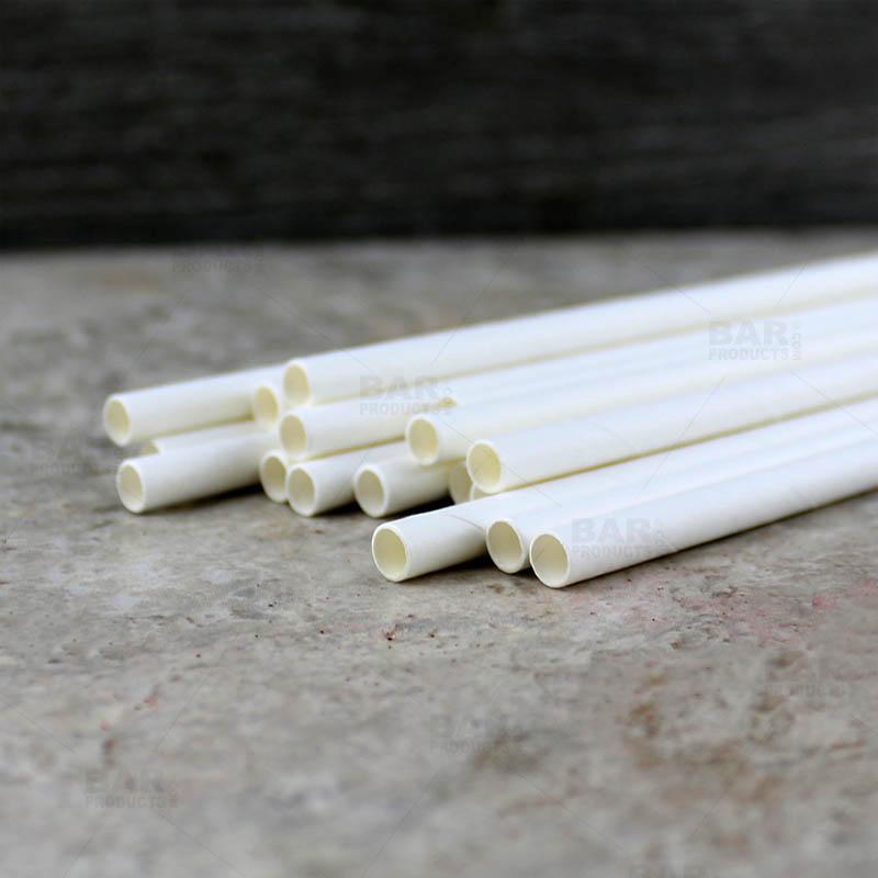 BarConic® "Eco-Friendly" Paper Straws - 7 3/4" Solid White - Packs of 100