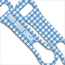 "ADD YOUR NAME"  V-ROD® Bottle Opener – Plaid Pattern – Blue