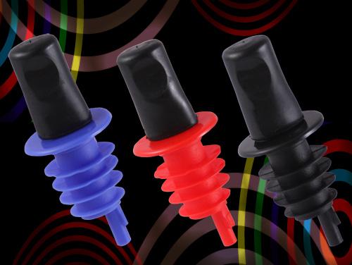 Plastic w/ Dust Cap Liquor Pourers - Packs of 12 - Color Options