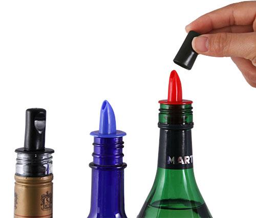 Plastic w/ Dust Cap Liquor Pourers - Packs of 12 - Color Options