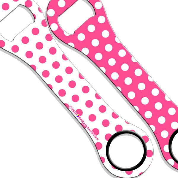 Kolorcoat™ Dog Bone Bottle Opener - Polka Dot - PINK / WHITE