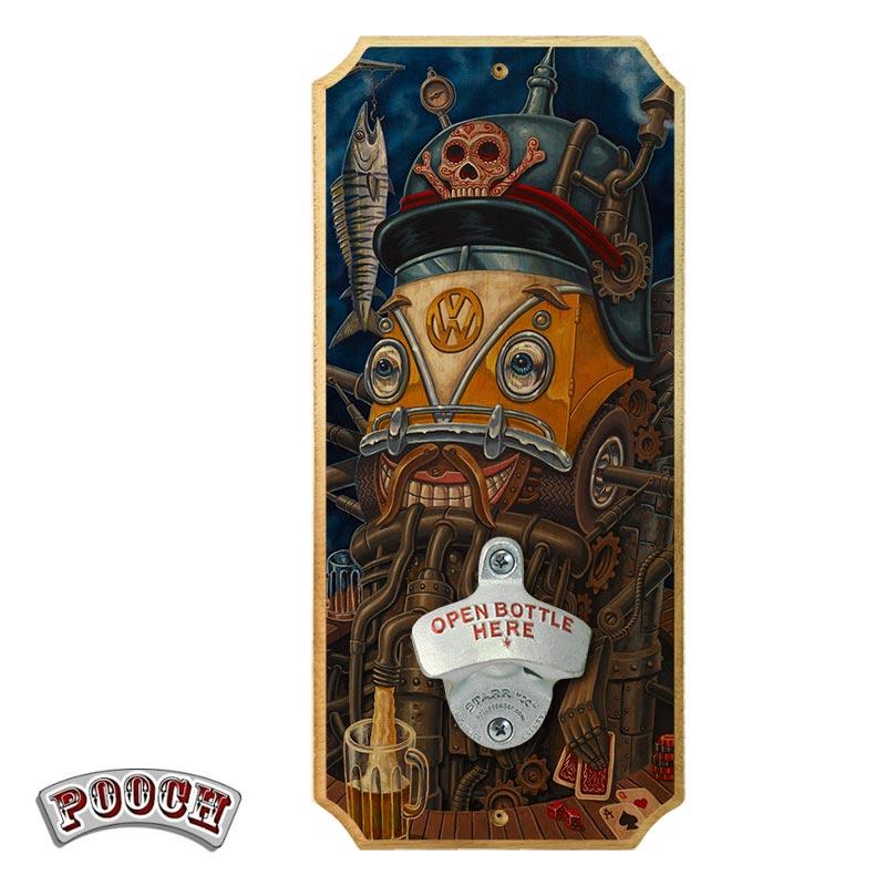 Brewbot - Wood Plaque Wall Mounted Bottle Opener