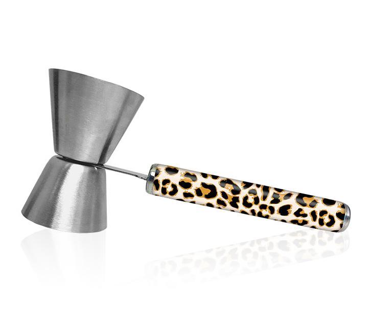 Jigger with Printed Handle Design - Cheetah - .75oz x 1.25oz