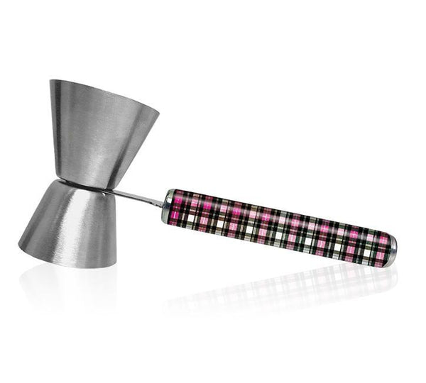 Jigger with Printed Handle Design - Plaid - .75oz x 1.25oz