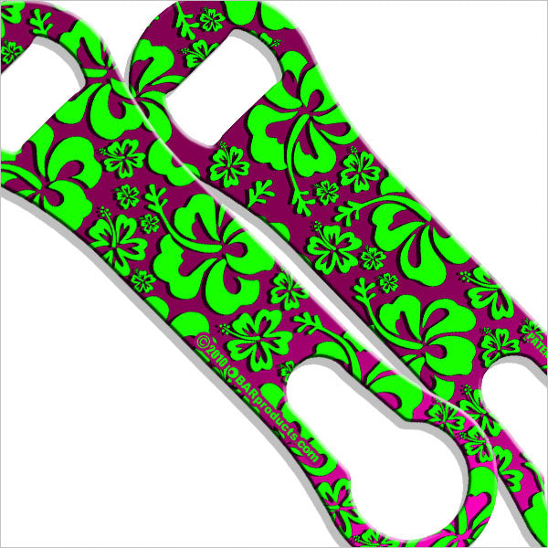 Kolorcoat V-Rod Bottle Opener - Pink and Green Hawaiian