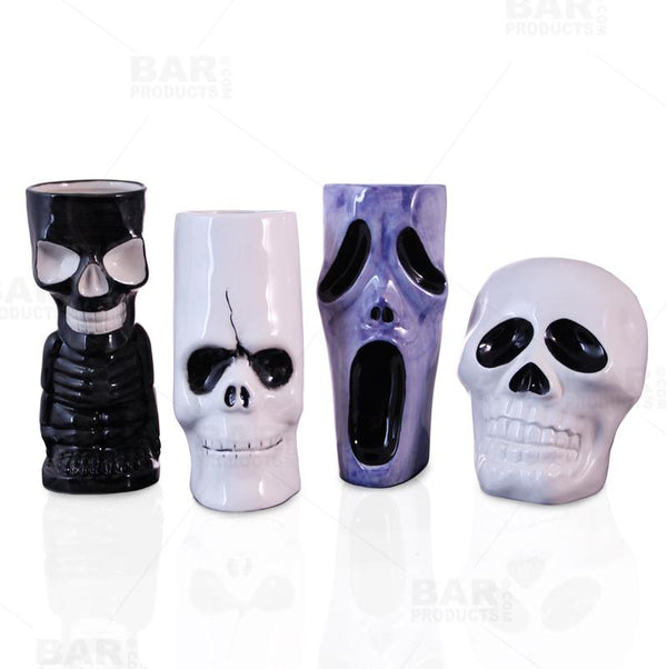  Spooky Tiki Mugs Drinkware Package - Set of 4 + FREE Mystery Tiki