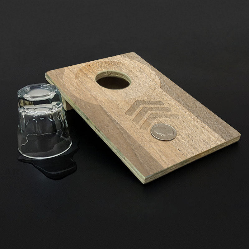 Quarter Master - Tabletop Cornhole Game with Quarters - Light Wood