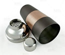 3 piece Cocktail Shaker - Ribbed Espresso / Copper / Stainless Steel - 28 ounce